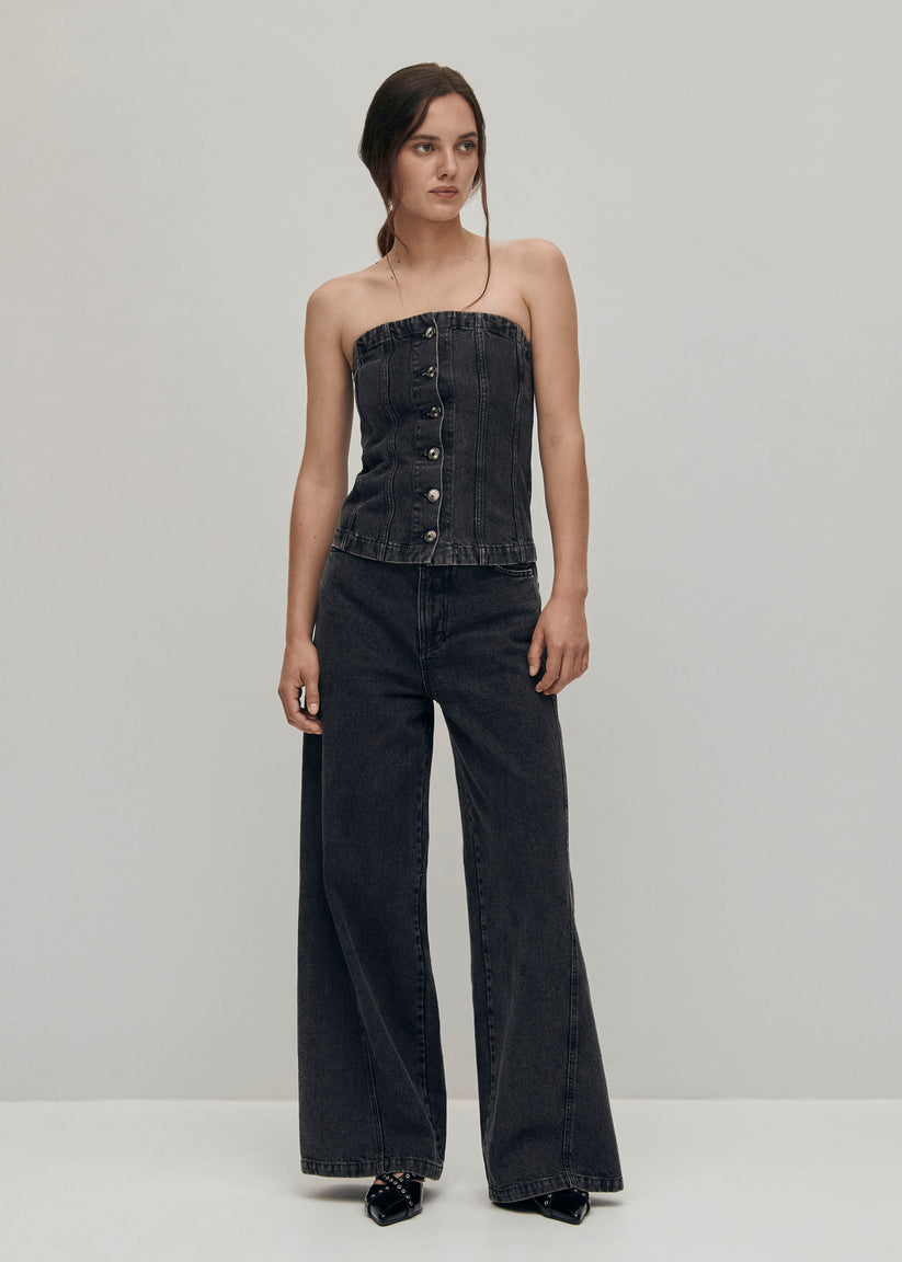 Alohas Magda Vaqueros Negros de Tiro Bajo Outlet online