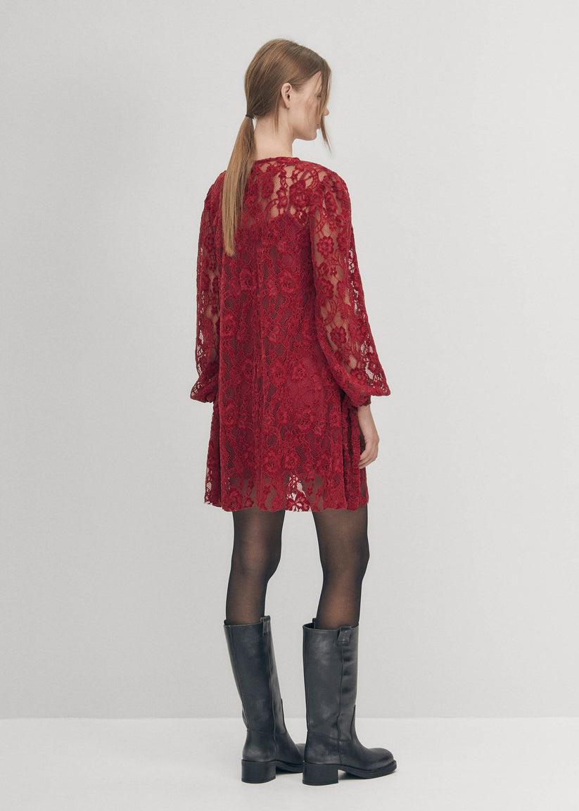 Alohas Dablon Encaje Vestido Burdeos Oferta exclusiva