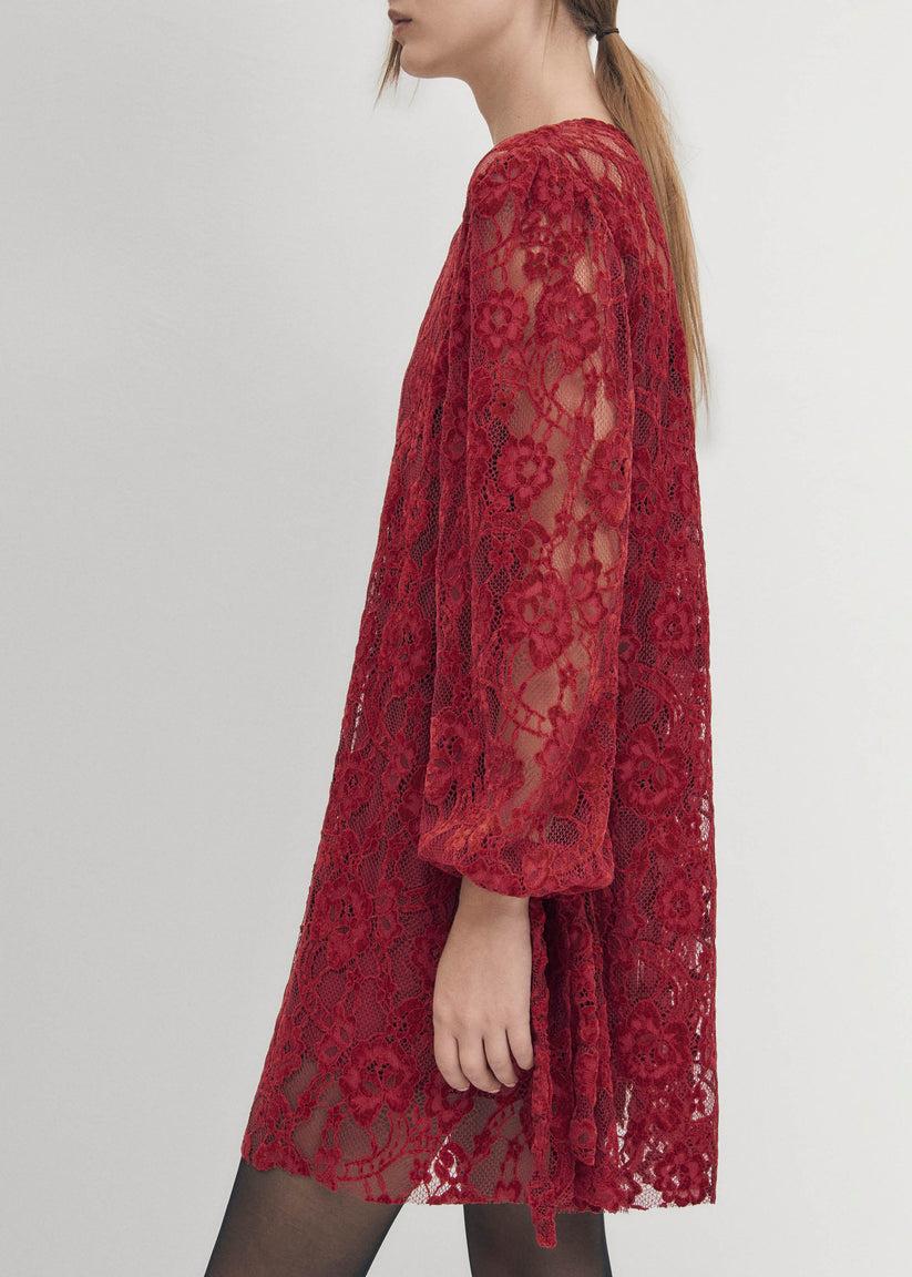 Alohas Dablon Encaje Vestido Burdeos Oferta exclusiva