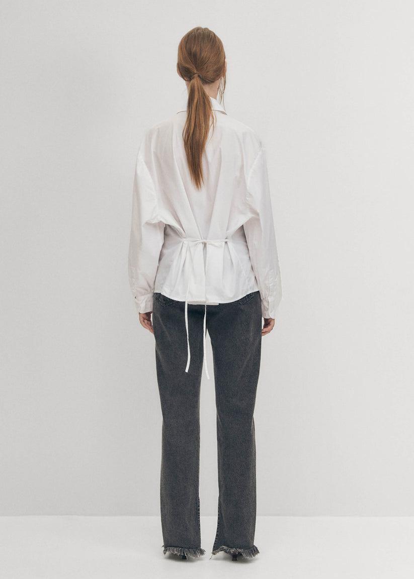 Alohas Sugar Camisa blanca de algodón con lazo en la espalda En línea