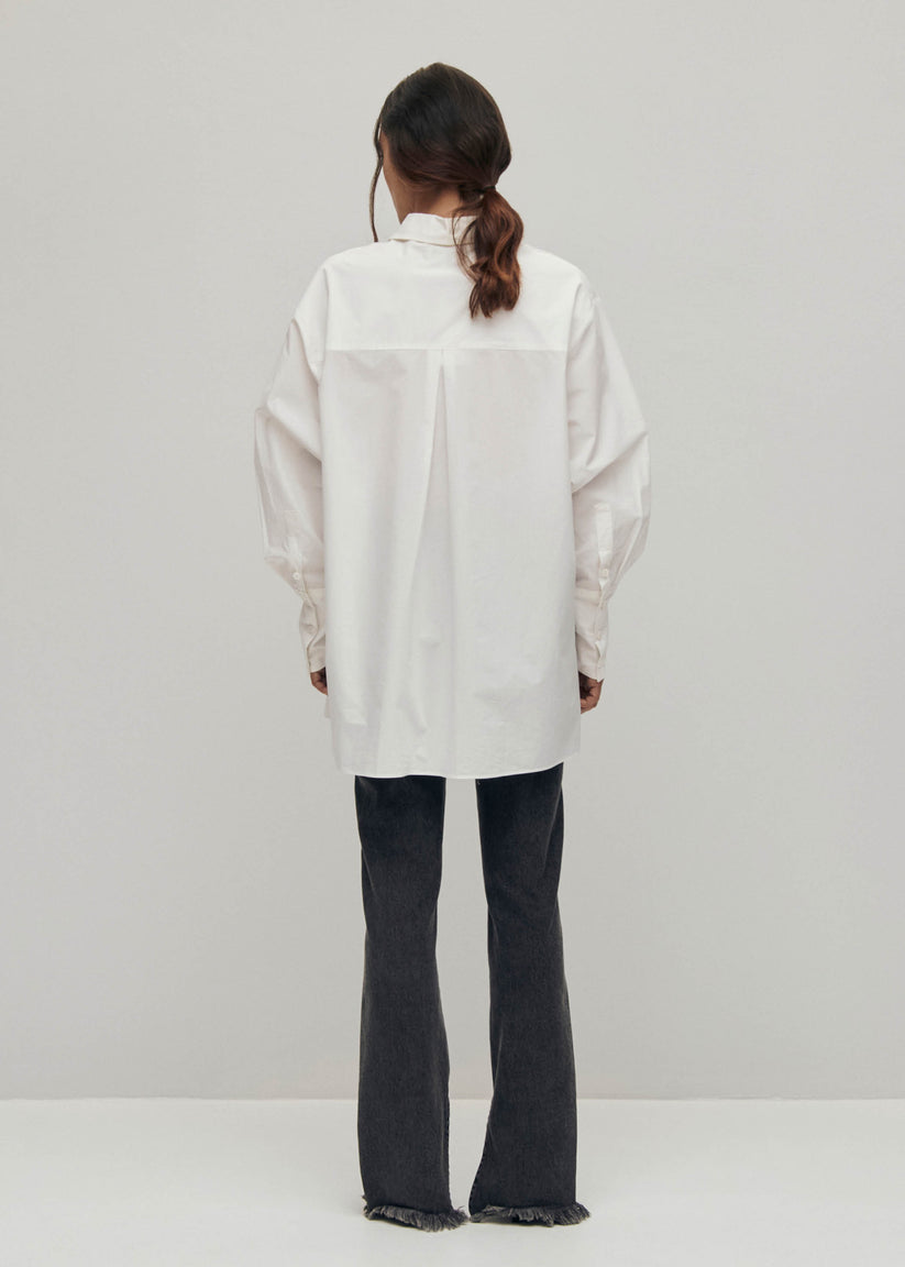 Alohas Sempe Camisa blanca de algodón con lazo al cuello Rebajas
