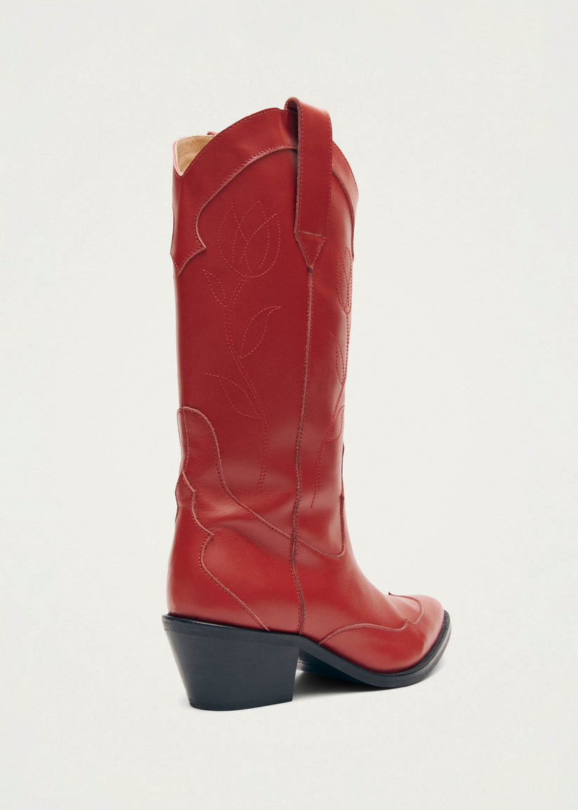 Alohas Liberty Botas cowboy de cuero rojas Última moda