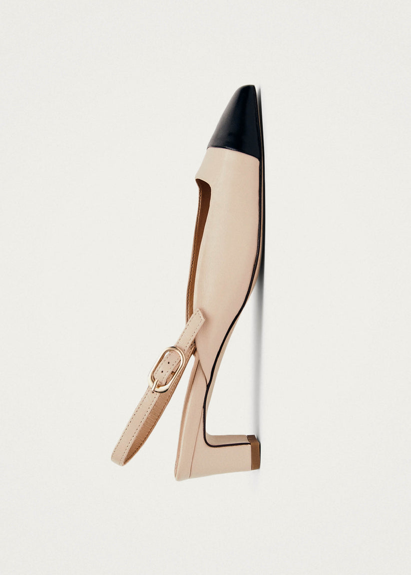 Alohas Lindy Tacones Bicolores de Cuero Negro y Color Crema Precio ultrabajo