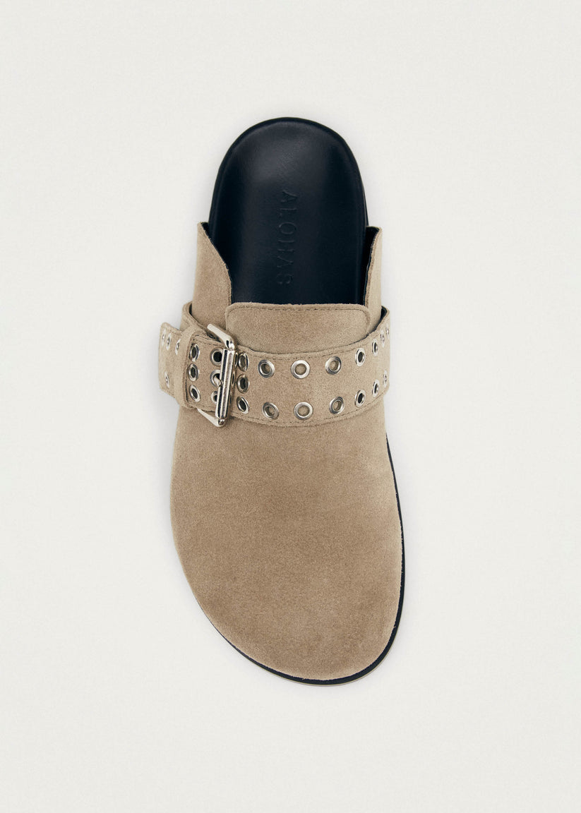 Alohas Halia Zuecos de Cuero Beige En línea