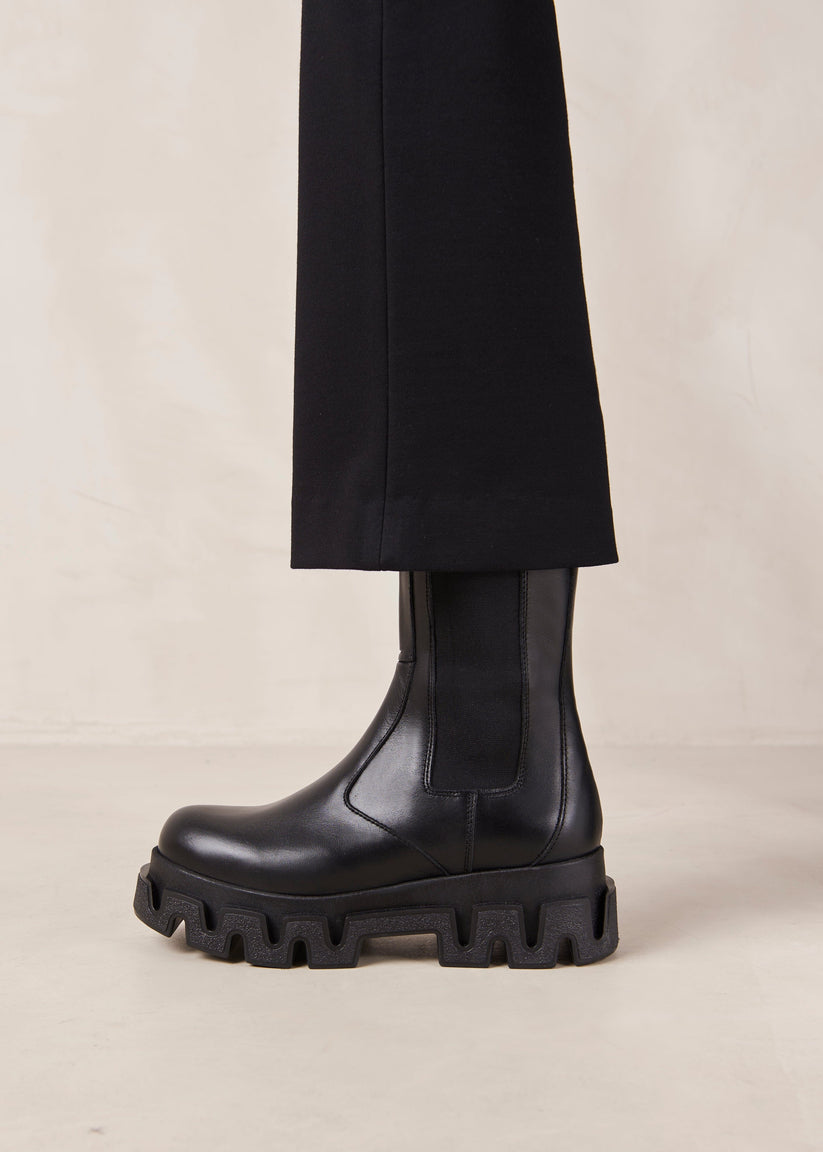 Alohas Anastasia Black Leather Ankle Boots Rebajas