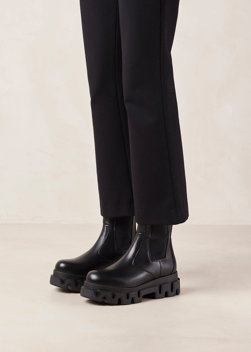 Alohas Anastasia Black Leather Ankle Boots Rebajas