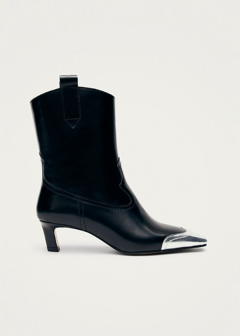 Alohas Hudson Shimmer Botines Cowboy negros con punta plateada En oferta