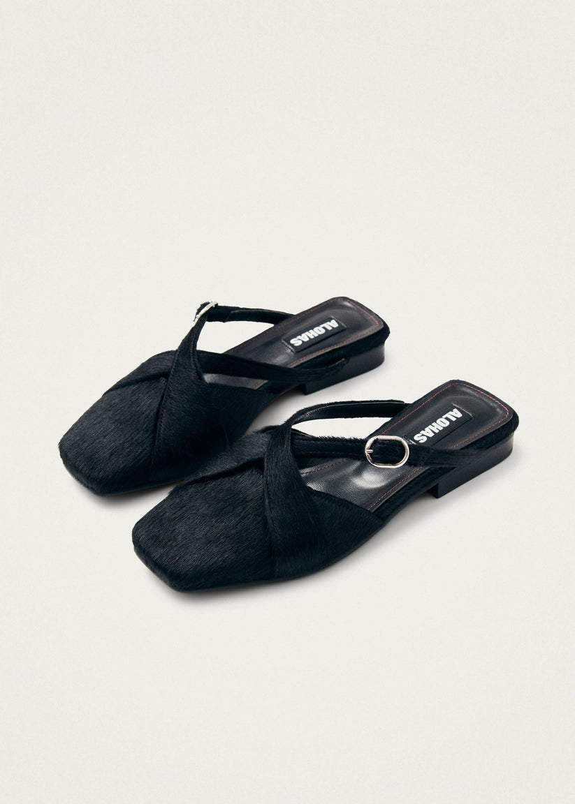 Alohas Adria Soft Mules de Cuero Negro Los más vendidos