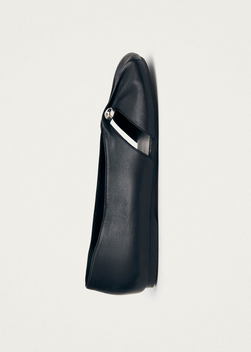 Alohas Ravena Black Leather Ballet Flats Mejor oferta