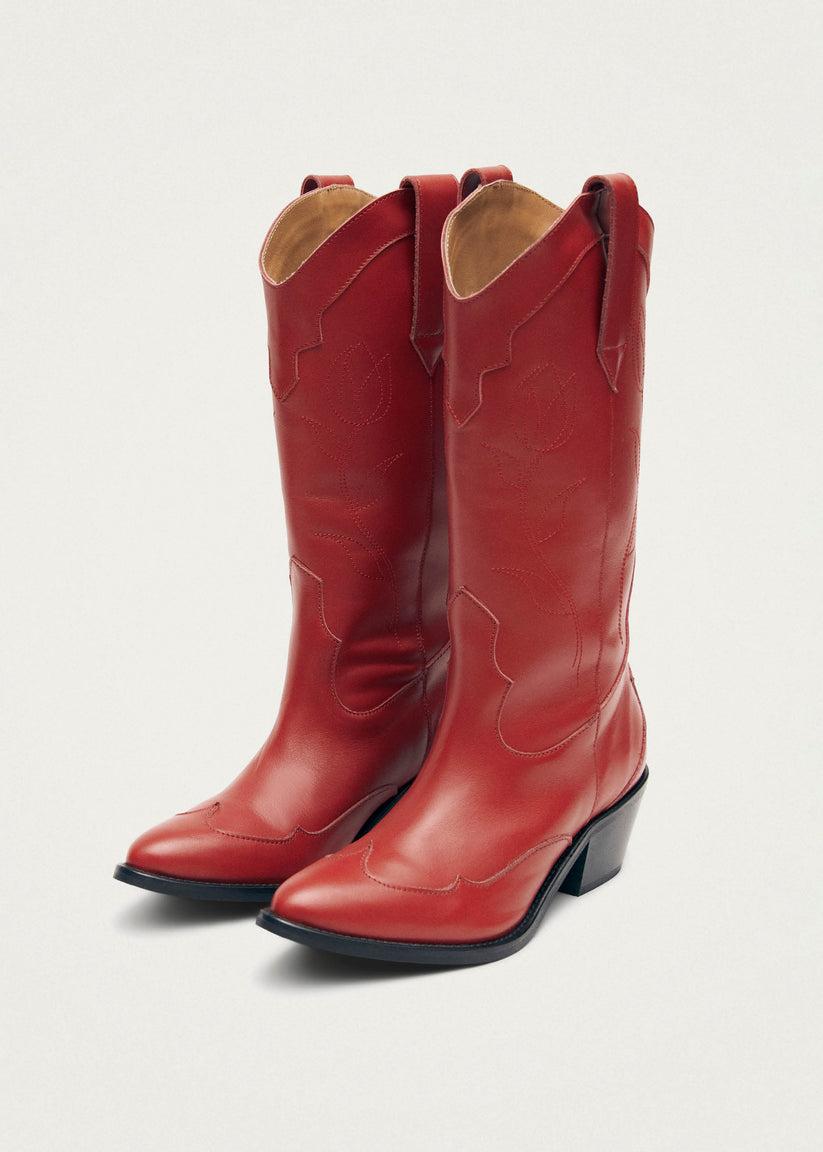 Alohas Liberty Botas cowboy de cuero rojas Últimos 2 días