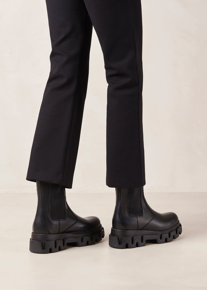 Alohas Anastasia Black Leather Ankle Boots Tienda de fábrica
