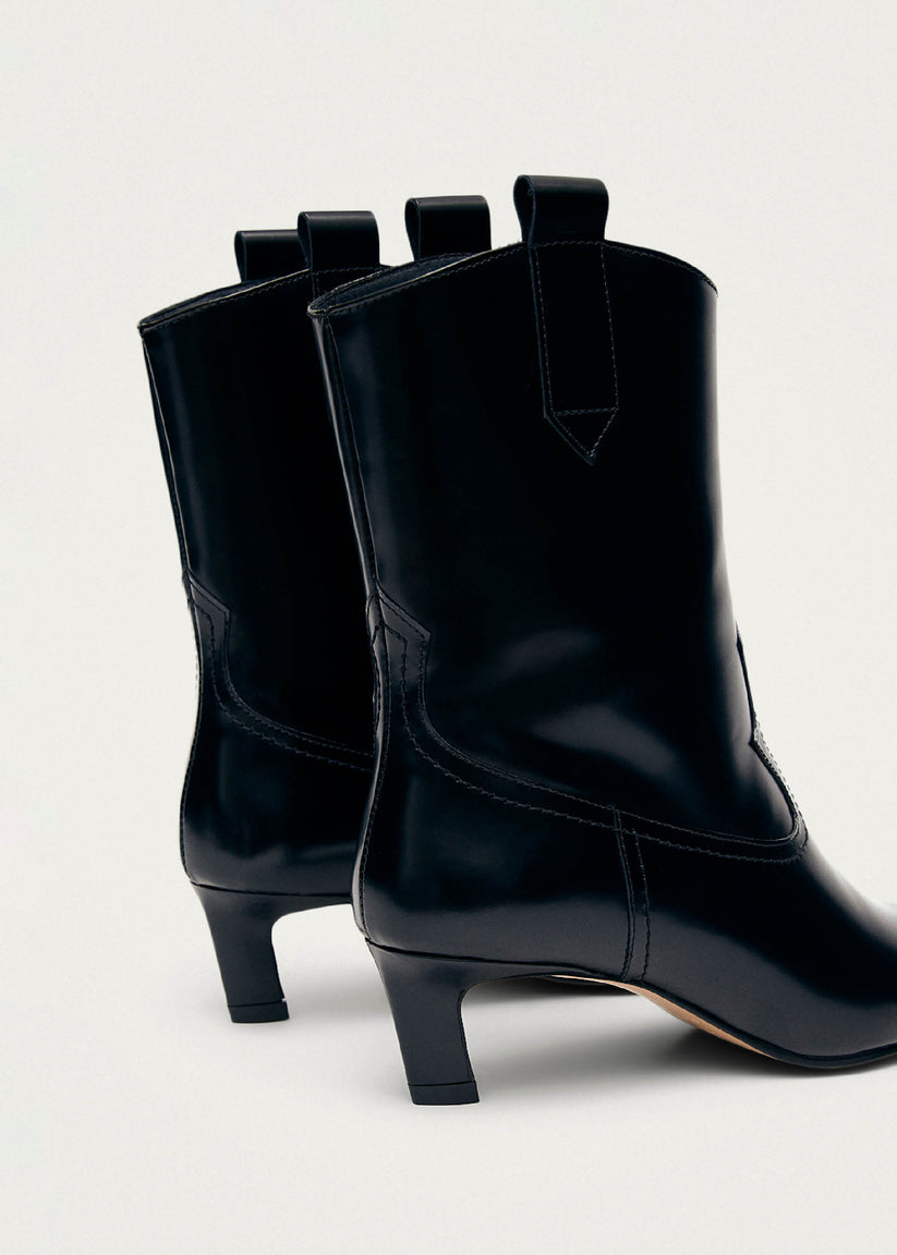 Alohas Hudson Shimmer Botines Cowboy negros con punta plateada Precios de Black Friday