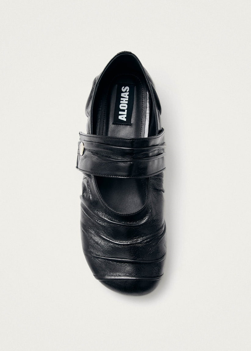 Alohas Shay Bailarinas de Cuero Negro Última moda