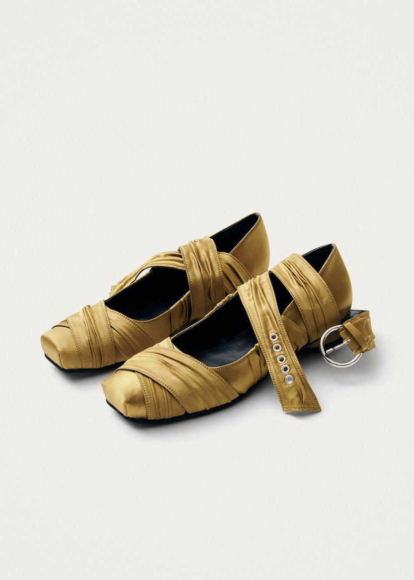 Alohas Volant Silky Bailarinas Color Dorado Oscuro Devoluciones gratuitas