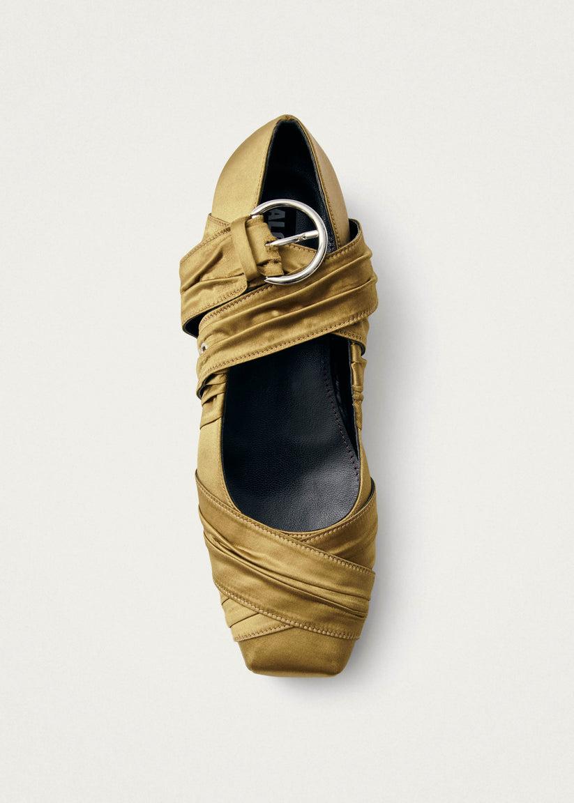 Alohas Volant Silky Bailarinas Color Dorado Oscuro Devoluciones gratuitas