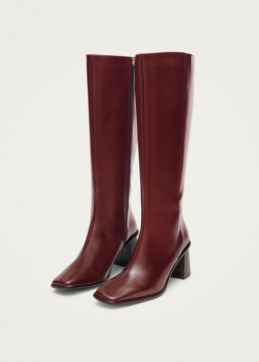 Alohas East Sleek Botas de Cuero Burdeos Rebajas