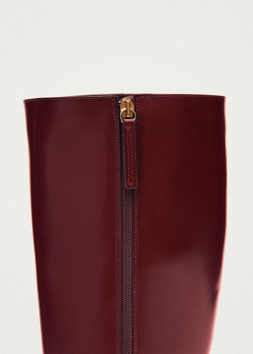 Alohas East Sleek Botas de Cuero Burdeos Rebajas
