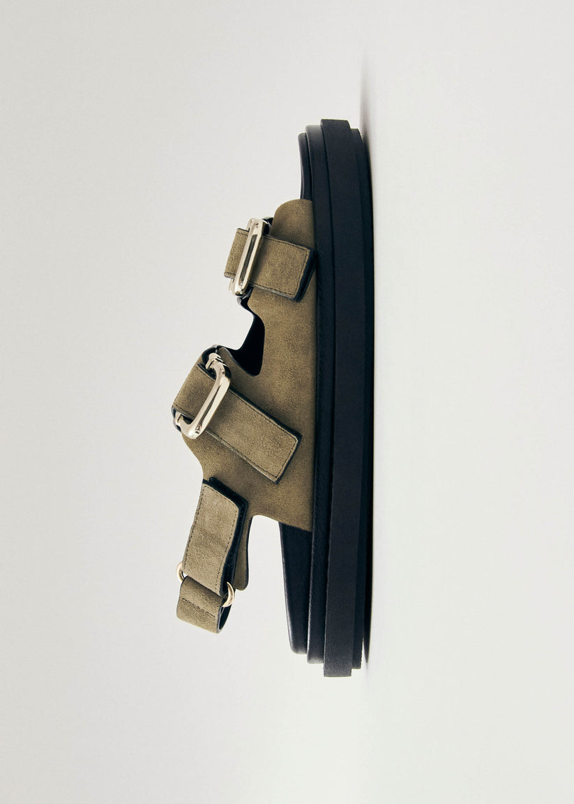Alohas Harper Suede Khaki Leather Sandals Rebajas baratas