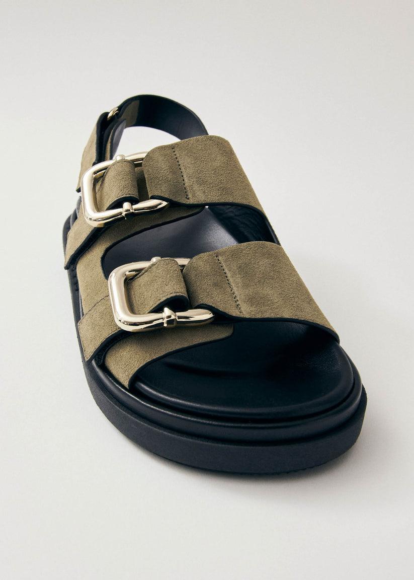 Alohas Harper Suede Khaki Leather Sandals Rebajas baratas