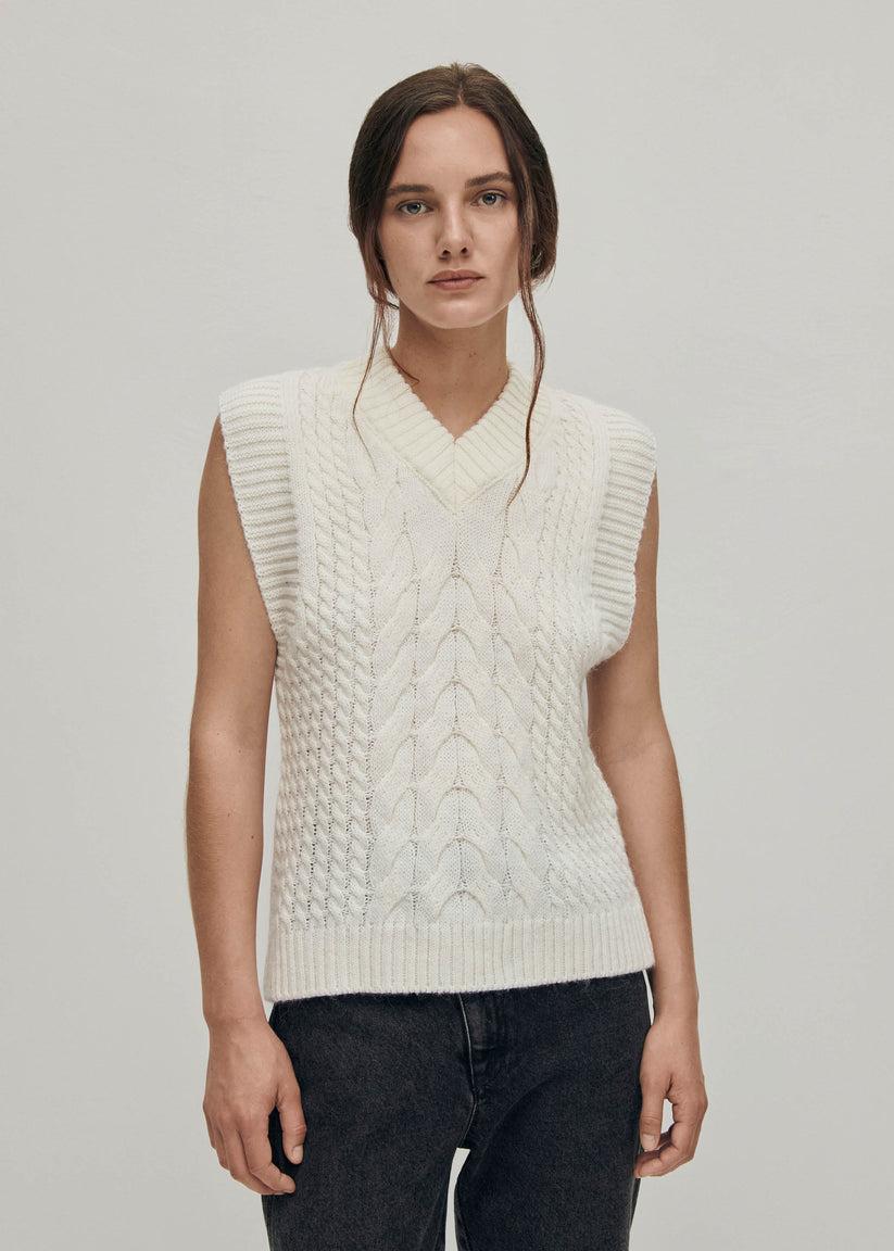 Alohas Cosy Chaleco de Punto Blanco Descuento