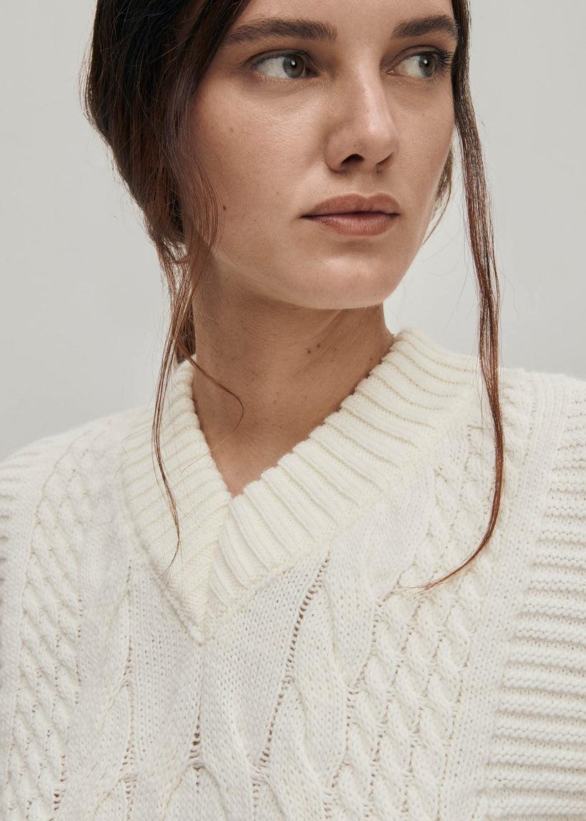 Alohas Cosy Chaleco de Punto Blanco Descuento