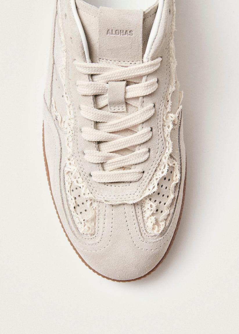 Alohas Tb.490 Zapatillas de Cuero Crema con Crochet Oferta especial