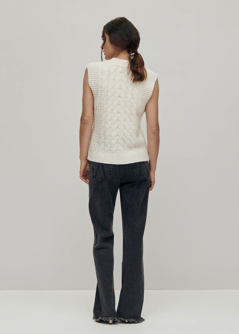 Alohas Cosy Chaleco de Punto Blanco Último día