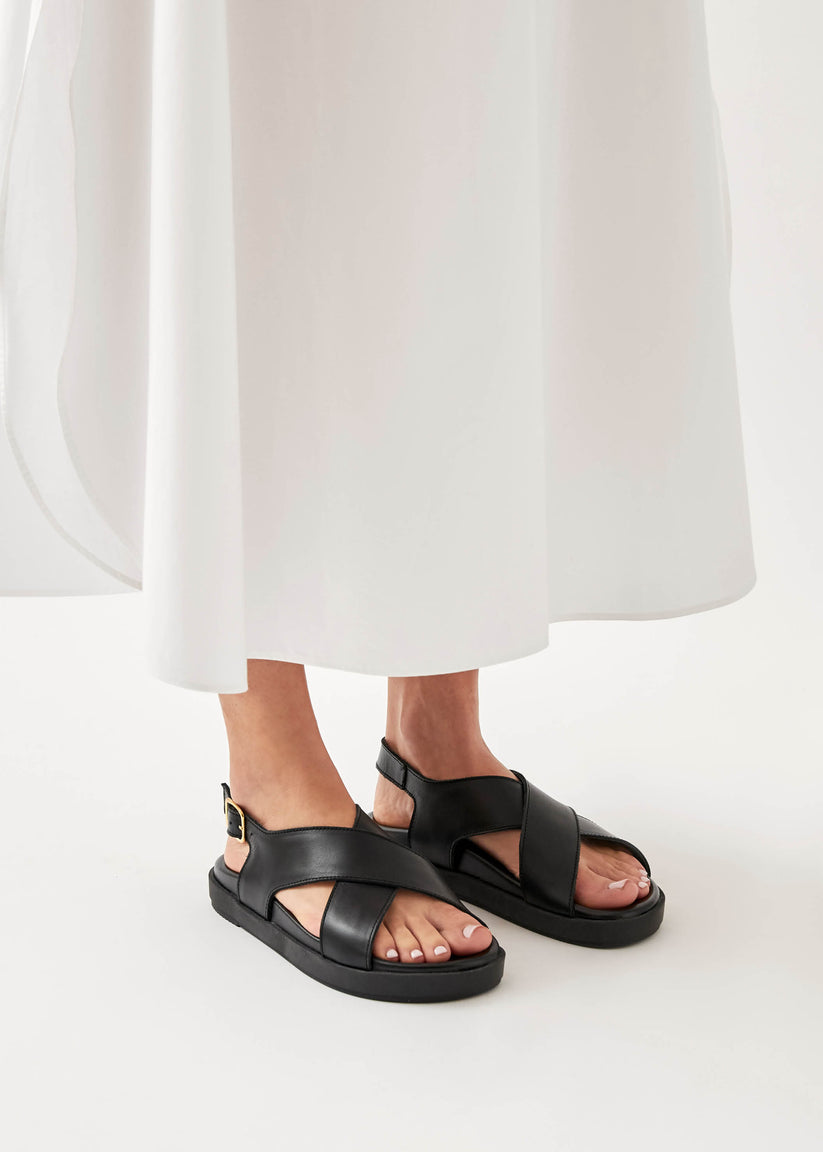 Alohas Nico Sandalias de Cuero Negro Ofertas especiales