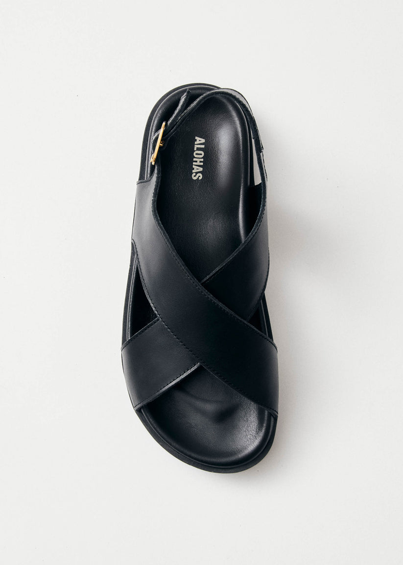 Alohas Nico Sandalias de Cuero Negro Ofertas especiales