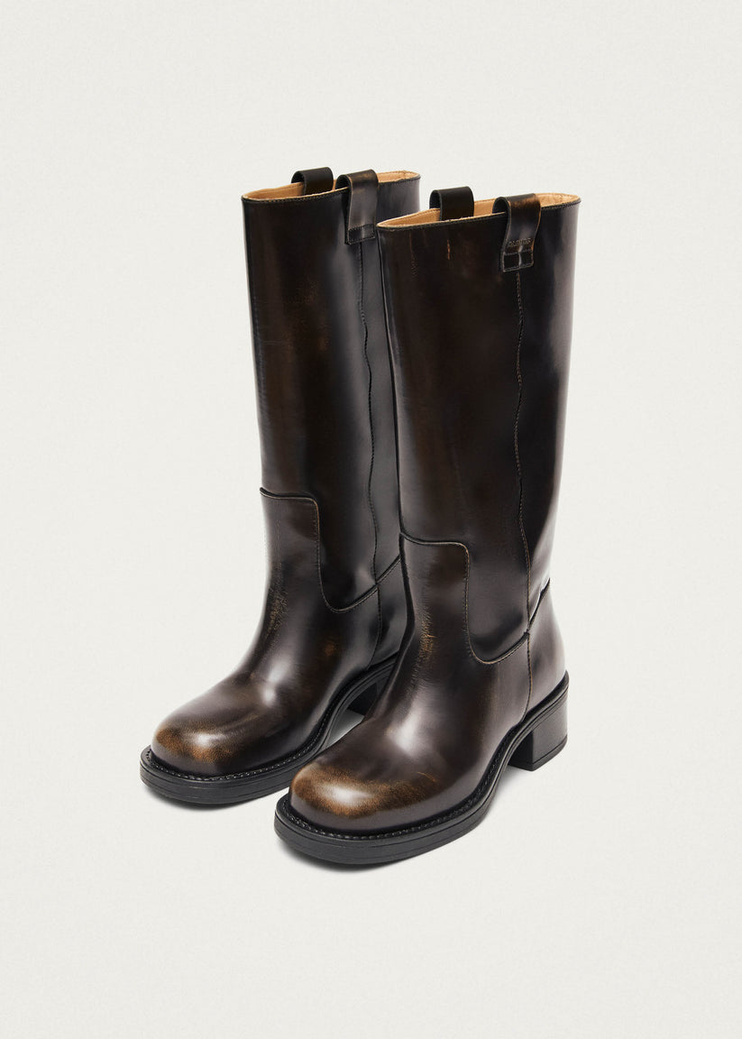 Alohas Sajan Botas de Cuero Marrones Rebajas de fábrica