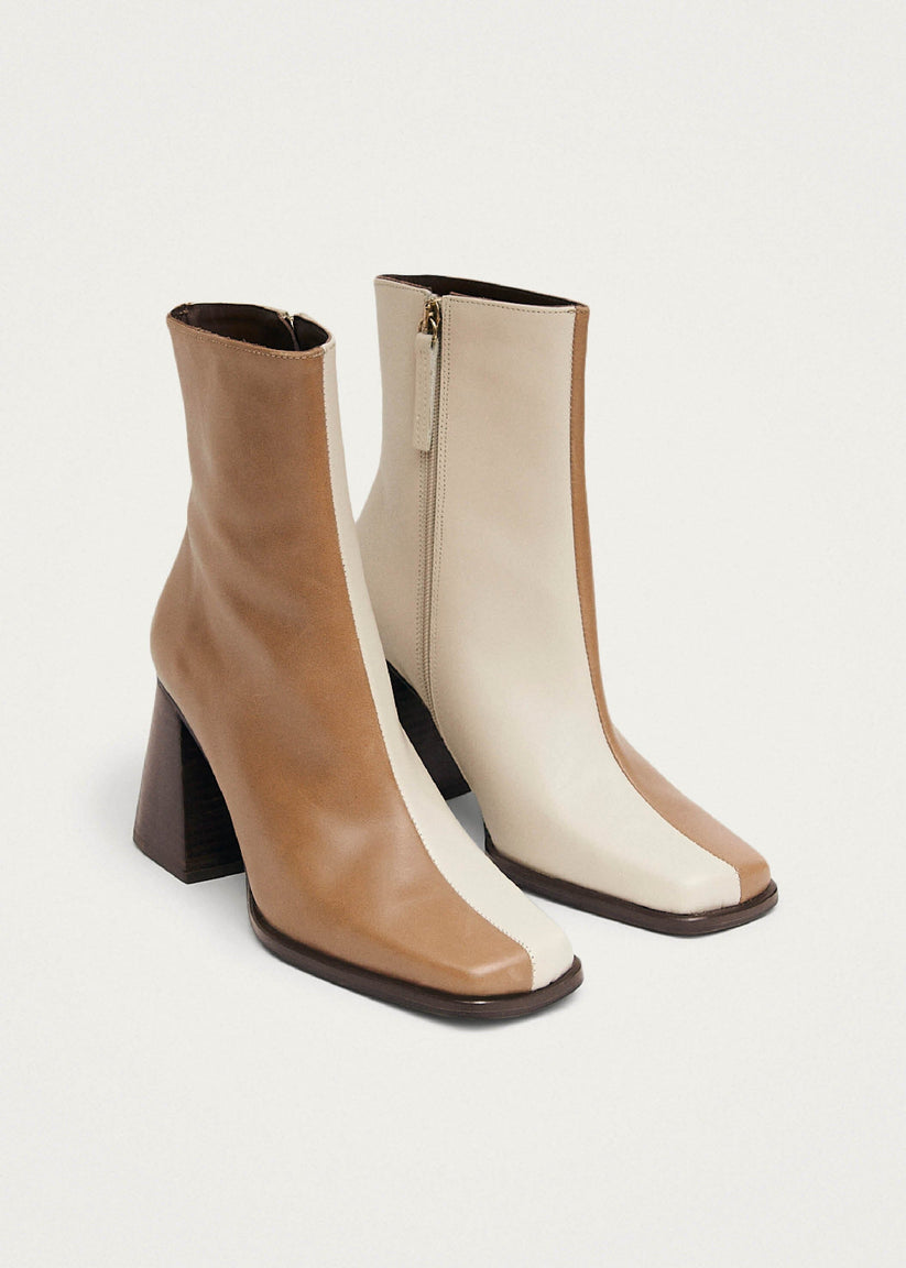 Alohas South Bicolor Botas de Piel Marrón y Beige Rebajas top