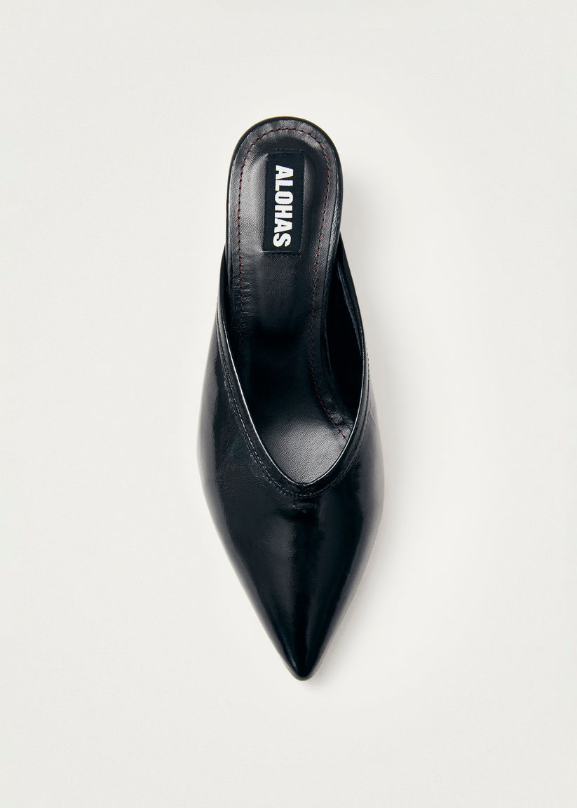 Alohas Tessa Onix Negro Cuero Mules Superdescuento