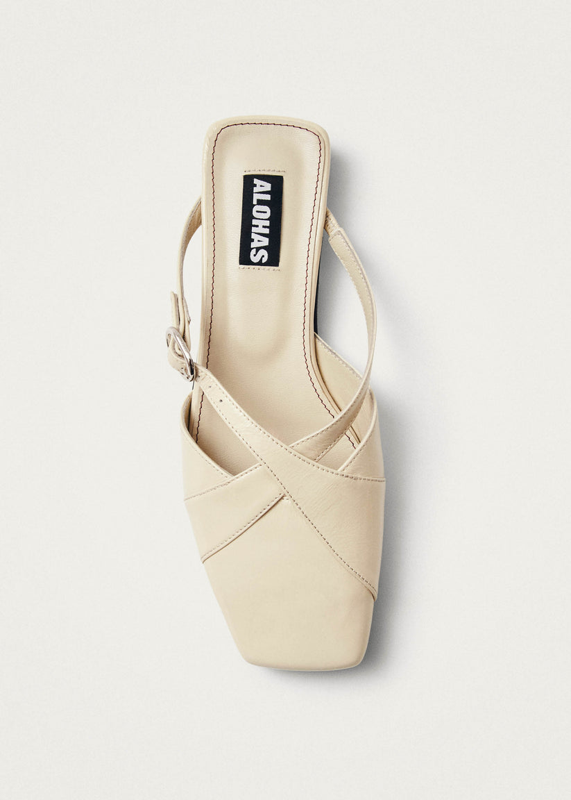 Alohas Adria Onix Mules de Cuero Color Crema En oferta
