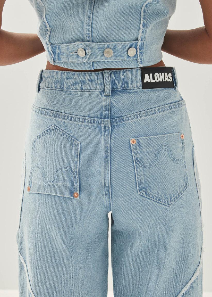 Alohas Lorenza Pantalones de Tejido Vaquero Color Azul Claro Oferta exclusiva