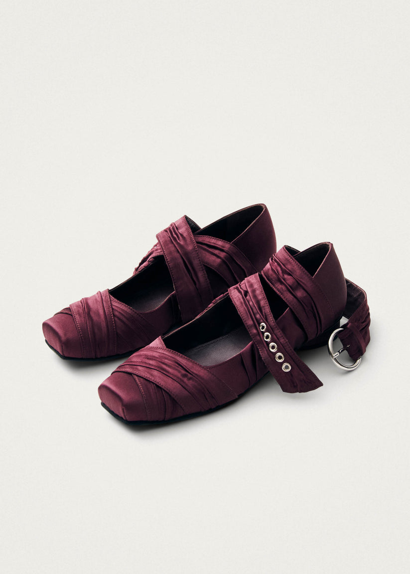 Alohas Volant Silky Bailarinas Burdeos Última moda