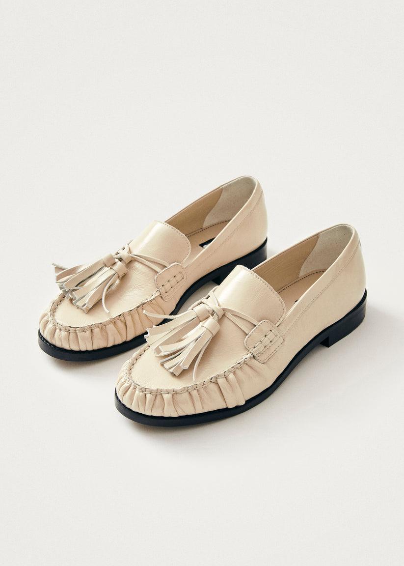 Alohas Marietta Onix Mocasines de Cuero Color Crema Descuento por venta flash