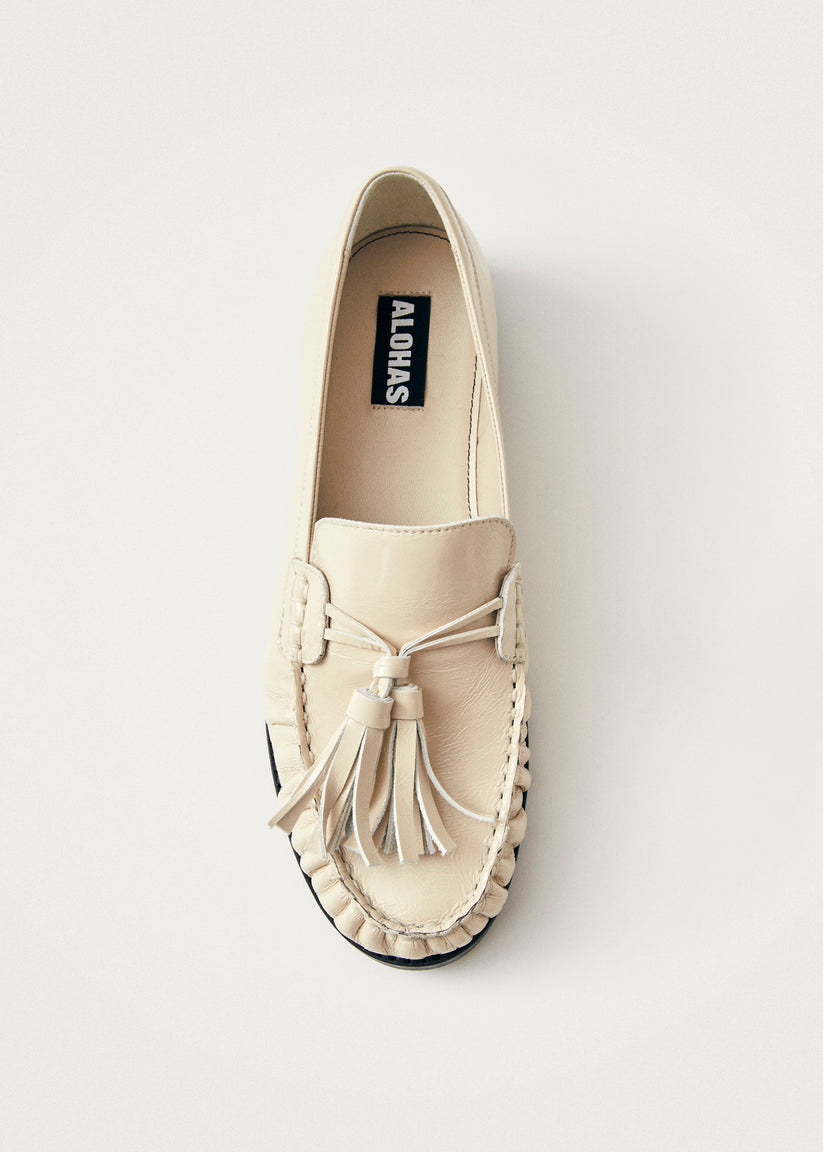 Alohas Marietta Onix Mocasines de Cuero Color Crema Descuento por venta flash