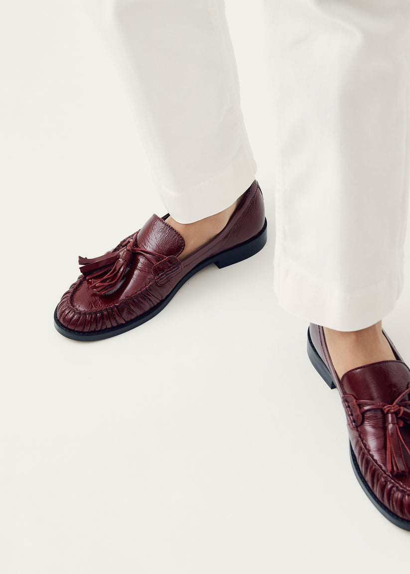 Alohas Marietta Onix Mocasines de Cuero Burdeos Gran oferta