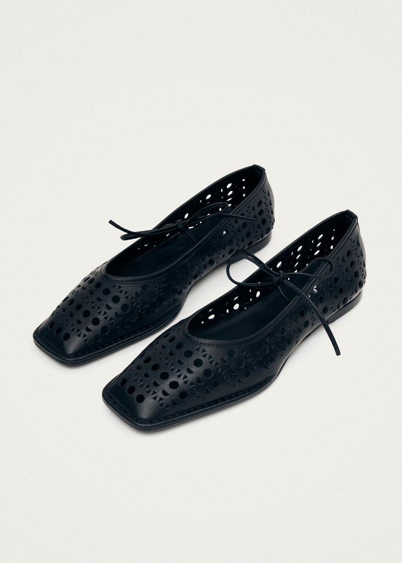 Alohas Sway Slit Bailarinas de Cuero Negro Rebajas online