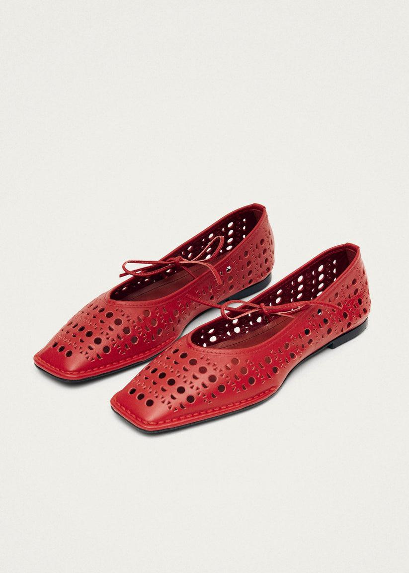 Alohas Sway Slit Bailarinas de Cuero Rojo Envío gratis