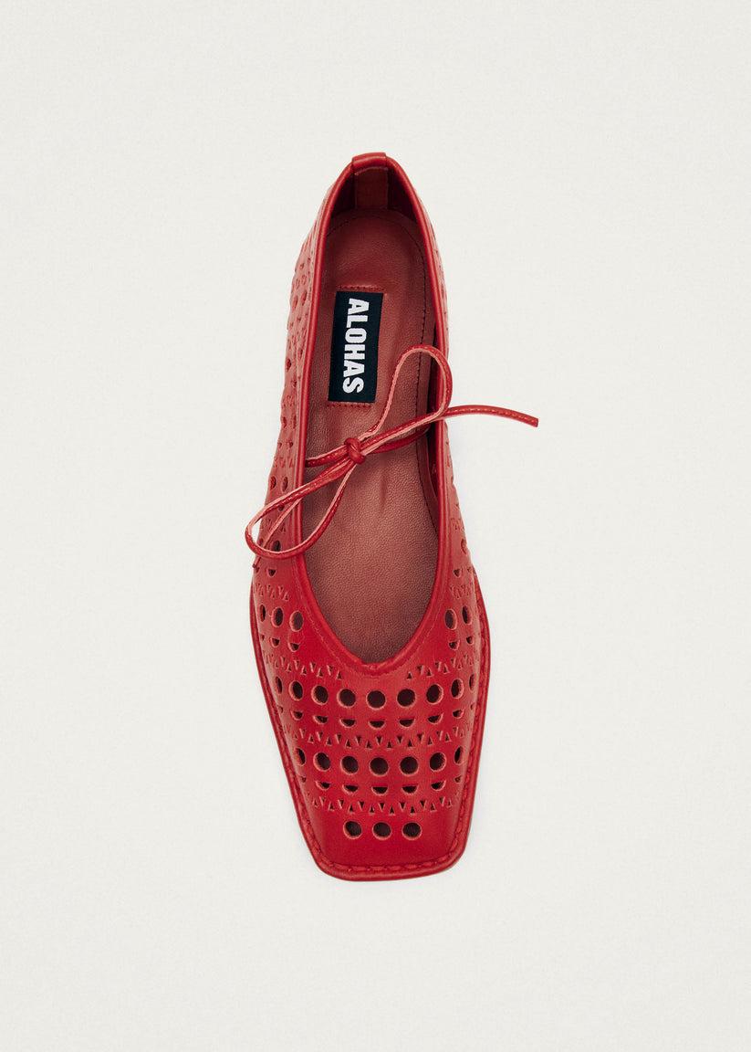 Alohas Sway Slit Bailarinas de Cuero Rojo Envío gratis