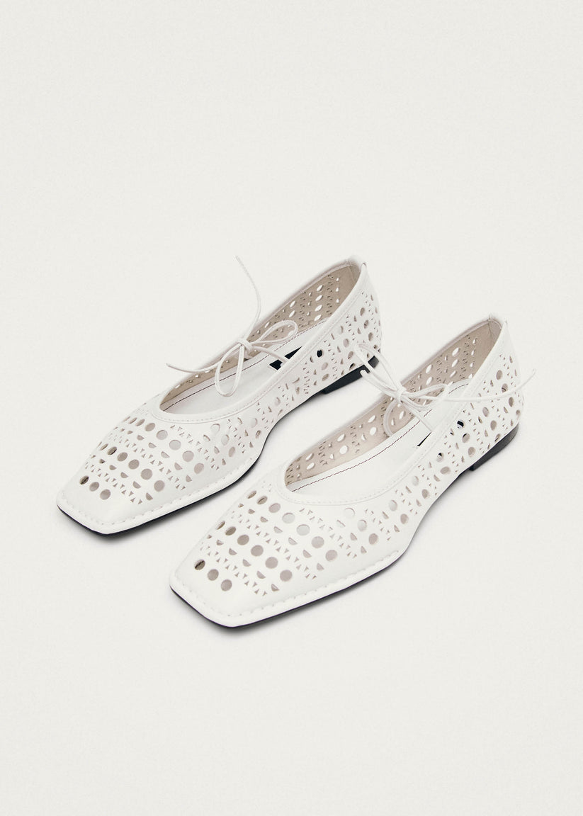 Alohas Sway Slit Bailarinas de Cuero Blanco ÚLTIMAS EDICIONES