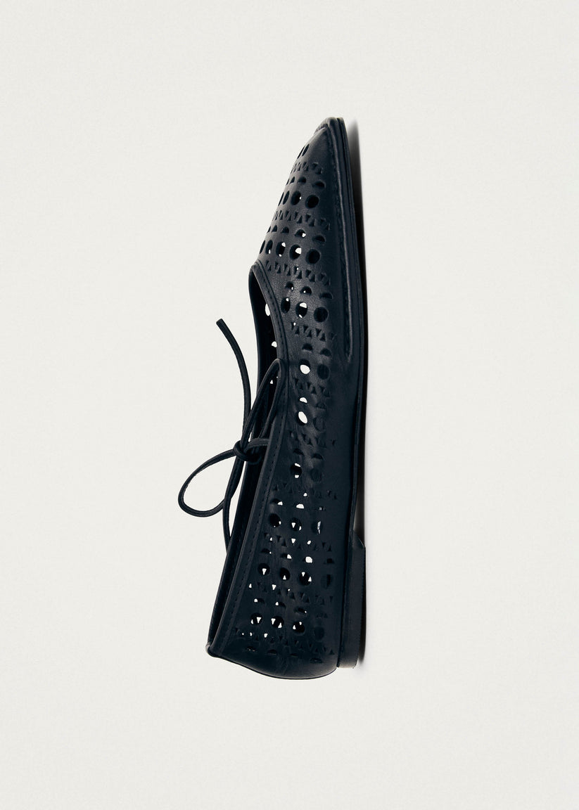 Alohas Sway Slit Bailarinas de Cuero Negro Oferta especial de fábrica