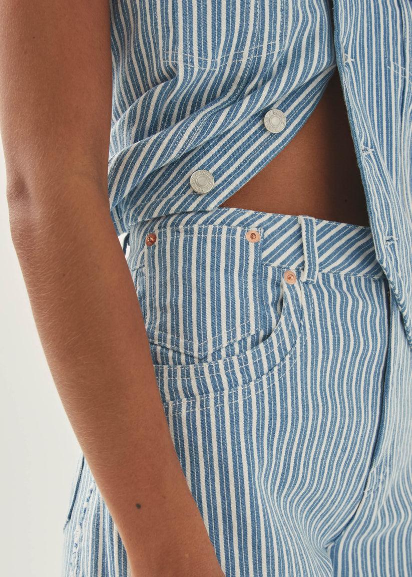 Alohas Lorenza Rayas de Denim Color Azul y Blanco Solo queda un día