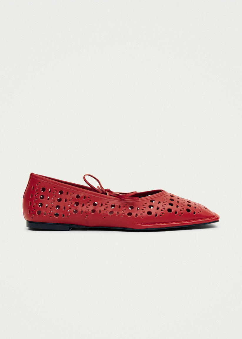 Alohas Sway Slit Bailarinas de Cuero Rojo Grandes descuentos