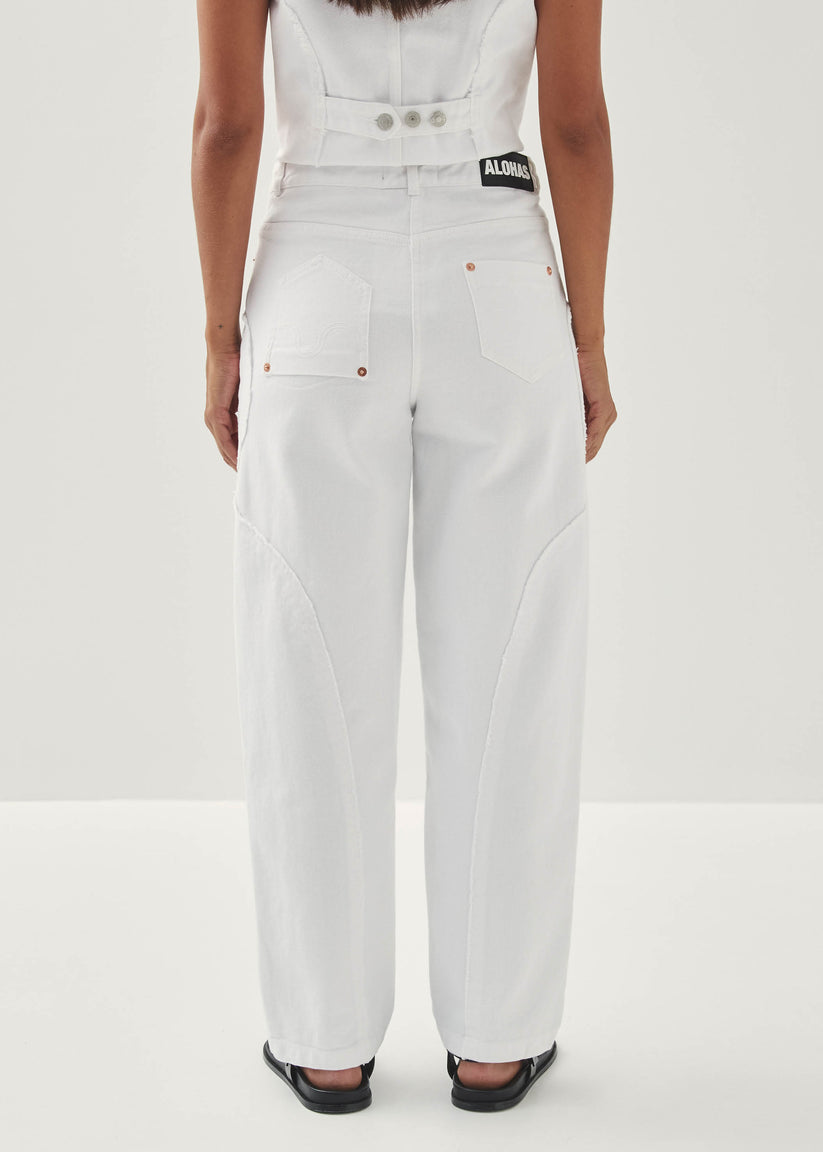 Alohas Lorenza Pantalones de Mezclilla Blancos Precios de Black Friday
