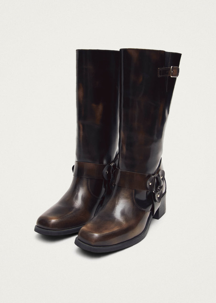 Alohas Rocky Brushed Botas de Cuero Marrón Descuento por venta flash