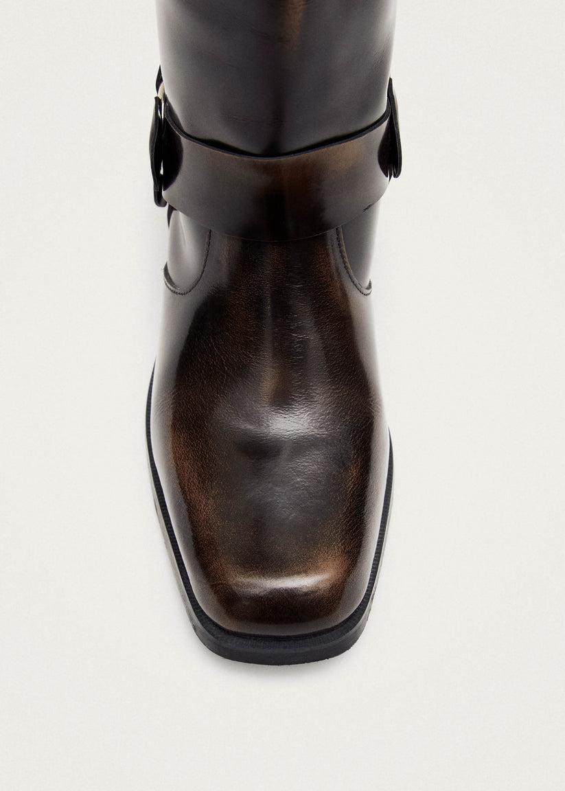 Alohas Rocky Brushed Botas de Cuero Marrón Descuento por venta flash