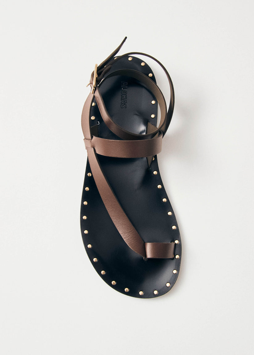Alohas Tallula Brown Leather Sandals Outlet
