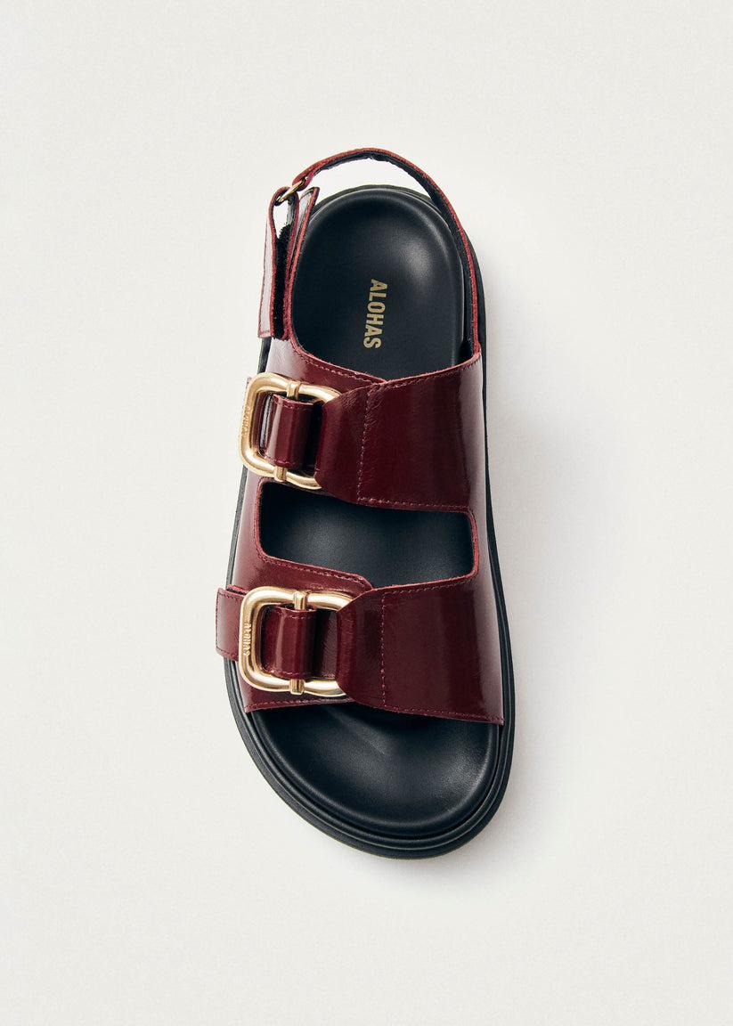 Alohas Harper Onix Sandalias de Cuero Color Burdeos Ofertas